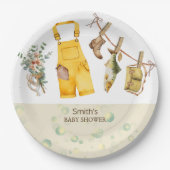 魚釣り素朴リトルフィッシャーマンベビーシャワー ペーパープレート (正面)