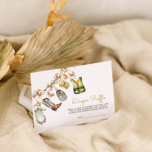 魚釣り素朴物干しベビーおむつラッフル エンクロージャーカード