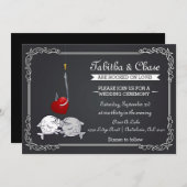 魚釣り結婚式招待状キスをする – 魚 招待状 (正面/裏面)