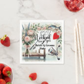 魚釣り結婚愛好家のロッドと花 スタンダードカクテルナプキン (インサイチュ)