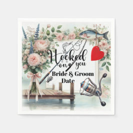 魚釣り結婚愛好家のロッドと花 スタンダードカクテルナプキン