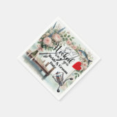 魚釣り結婚愛好家のロッドと花 スタンダードカクテルナプキン (角)