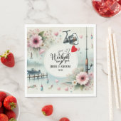 魚釣り結婚愛好家のロッドと花 スタンダードランチョンナプキン (インサイチュ)