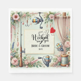 魚釣り結婚愛好家のロッドと花 スタンダードランチョンナプキン