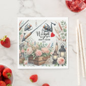 魚釣り結婚愛好家のロッドと花 スタンダードランチョンナプキン (インサイチュ)