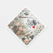 魚釣り結婚愛好家のロッドと花 スタンダードランチョンナプキン (角)