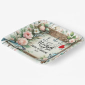 魚釣り結婚愛好家のロッドと花 ペーパープレート (傾斜あり)