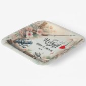 魚釣り結婚愛好家のロッドと花 ペーパープレート (傾斜あり)