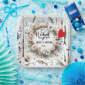 魚釣り結婚愛好家のロッドと花 ペーパープレート (パーティー)