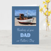 魚釣り絵画ボートの父の日 カード (黄色い花)