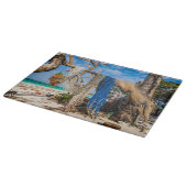 魚釣り網がビーチ上で乾燥 カッティングボード (角)