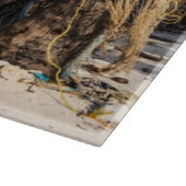 魚釣り網がビーチ上で乾燥 カッティングボード (角)