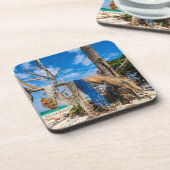 魚釣り網がビーチ上で乾燥 コースター (左側)