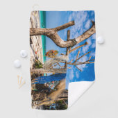 魚釣り網がビーチ上で乾燥 ゴルフタオル (インサイチュ)