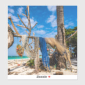 魚釣り網がビーチ上で乾燥 シール (シート)