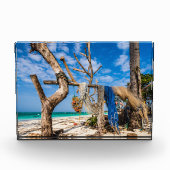 魚釣り網がビーチ上で乾燥 フォトブロック (正面)