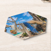 魚釣り網がビーチ上で乾燥 ペーパーコースター (アングル)