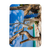 魚釣り網がビーチ上で乾燥 マグネット (縦)