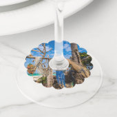 魚釣り網がビーチ上で乾燥 ワイングラスタグ (クローズアップ)