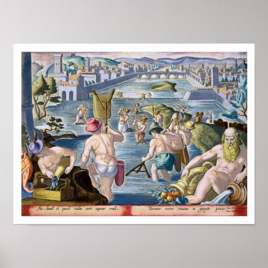 魚釣り網を使った浅瀬のプレート96 ポスター (正面)