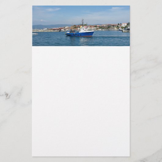 魚釣り船が海に向かう チラシ (正面)