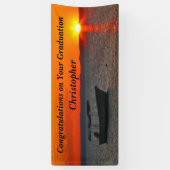 魚釣り船のパーソナライズされた卒業又は退職 横断幕 (縦)