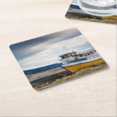 魚釣り船 スクエアペーパーコースター (アングル)