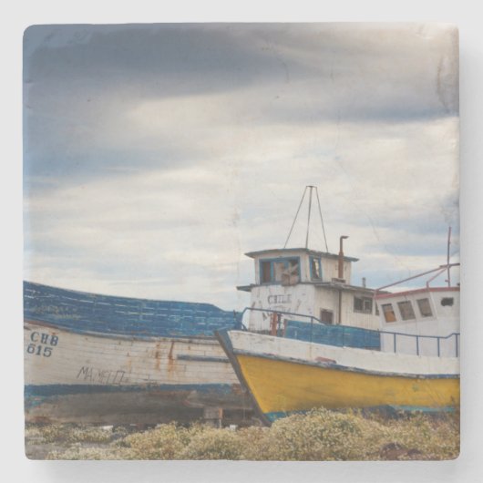 魚釣り船 ストーンコースター (正面)