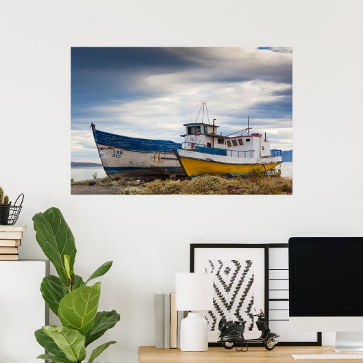 魚釣り船 ポスター (ホームオフィス)