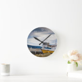 魚釣り船 ラウンド壁時計 (ホーム)