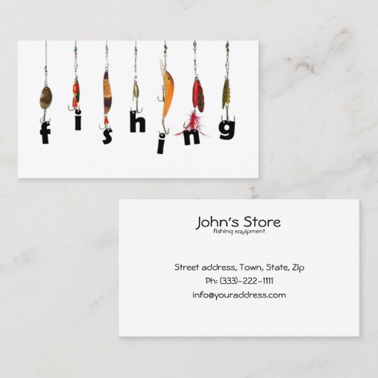 魚釣り装置のシンプルで白い名刺 名刺 (正面/裏面)