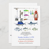 魚釣り要素招待状 招待状 (正面/裏面)