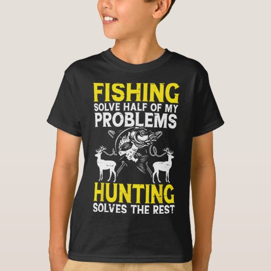 魚釣り解決私の問題の半分を解決狩りT Tシャツ (正面)