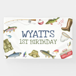 魚釣り誕生日の背景の一般的なバナー 横断幕