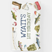 魚釣り誕生日の背景の一般的なバナー 横断幕 (縦)