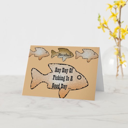 魚釣り誕生日は兄の誕生日、4匹の魚が前にいる。 カード (黄色い花)