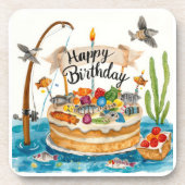 魚釣り誕生日をテーマにしたアングラーズフィッシャーナーパーティー コースター (正面)