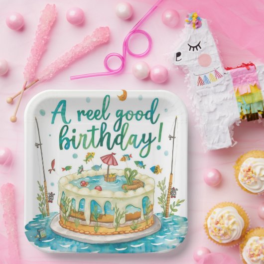 魚釣り誕生日をテーマにしたアングラーズフィッシャーナーパーティー ペーパープレート (パーティー)