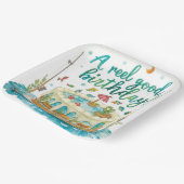 魚釣り誕生日をテーマにしたアングラーズフィッシャーナーパーティー ペーパープレート (傾斜あり)