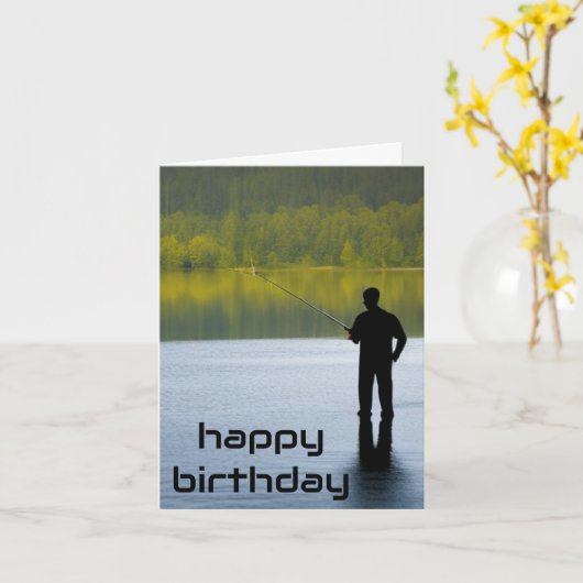 魚釣り誕生日カード カード (黄色い花)