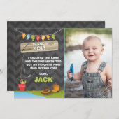 魚釣り誕生日サンキューカード魚釣りパーティー サンキューカード (正面/裏面)