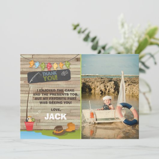 魚釣り誕生日サンキューカード魚釣りパーティー サンキューカード (スタンド正面)