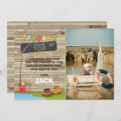 魚釣り誕生日サンキューカード魚釣りパーティー サンキューカード (正面/裏面)