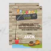 魚釣り誕生日サンキューカード魚釣りパーティー サンキューカード (正面/裏面)
