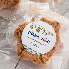 魚釣り誕生日シールメッセージカード ラウンドシール