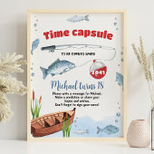 魚釣り誕生日タイムカプセル標識 ポスター