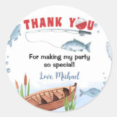 魚釣り誕生日パーティクラシックーラウンドステッカー ラウンドシール (正面)