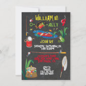 魚釣り誕生日パーティーへの招待 招待状 (正面)