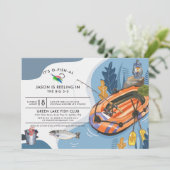 魚釣り誕生日パーティーへの招待 招待状 (スタンド正面)