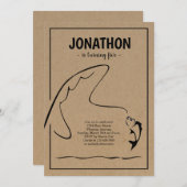 魚釣り誕生日パーティーへの招待 招待状 (正面/裏面)